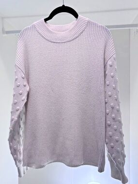 CeCe sweater white ribbed textured sleeves Cotton Blend size M Medium US Women's